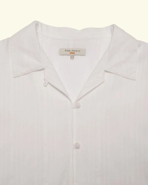 Nudie Jeans - Edith striped dobby blouse offwhite^Dame Overdele