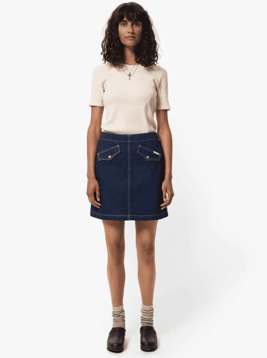 nudie_jeans_elvy_western__1.webp Nudie Jeans Elvy Western Denim Skirt Blue^Dame Underdele