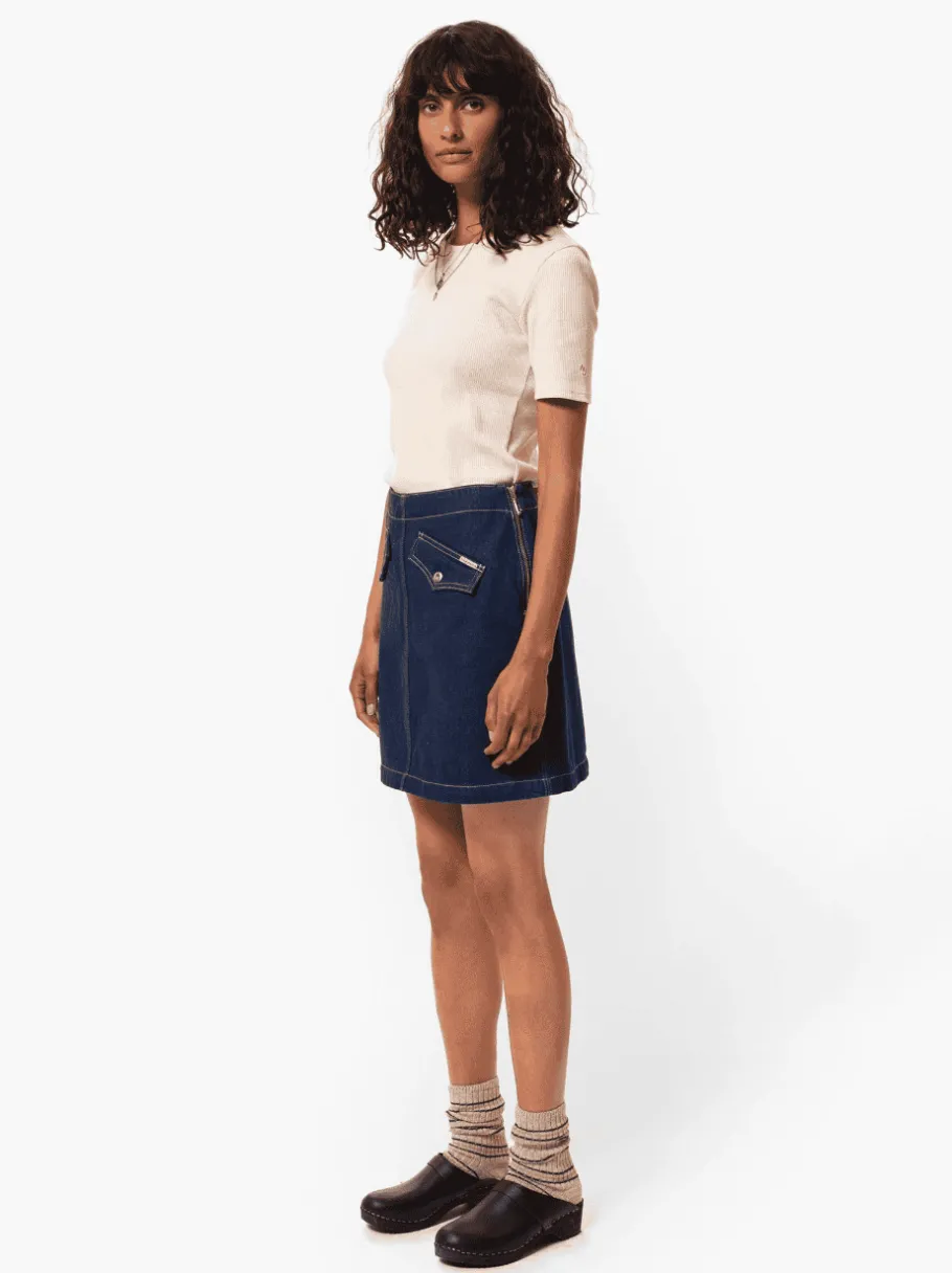 nudie_jeans_elvy_western__3.webp Nudie Jeans Elvy Western Denim Skirt Blue^Dame Underdele