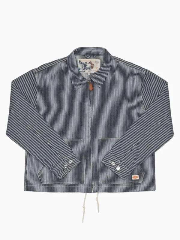 Nudie Jeans Jade Striped Zip Jacket Blue/Offwhite^Dame Overtøj