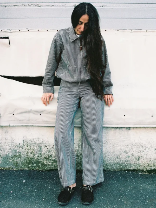 Nudie Jeans Jade Striped Zip Jacket Blue/Offwhite^Dame Overtøj