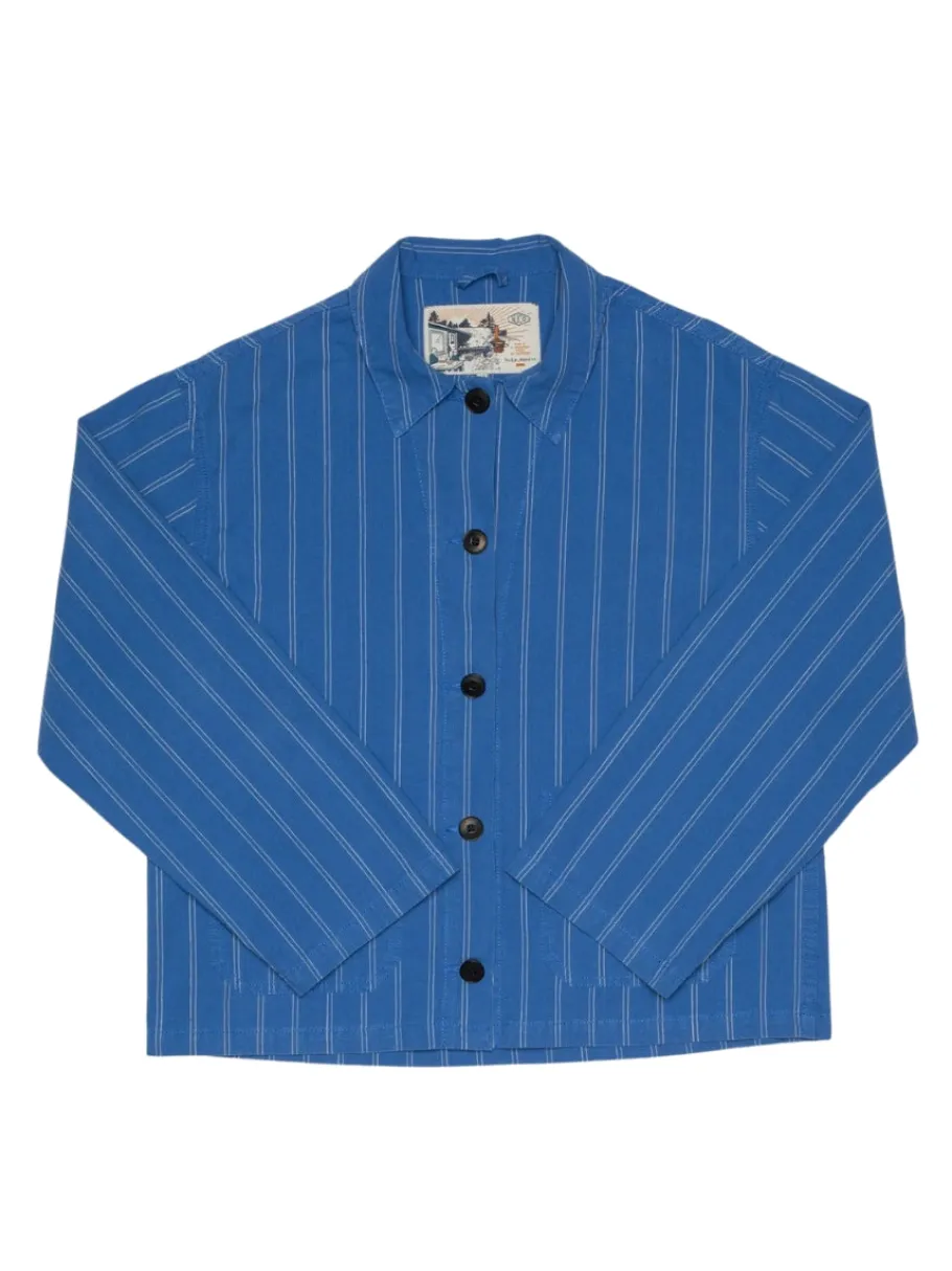 nudie_jeans_kicki_striped_0.webp Nudie Jeans Kicki Striped Workwear Jacket Blue/Offwhite^Dame Overtøj