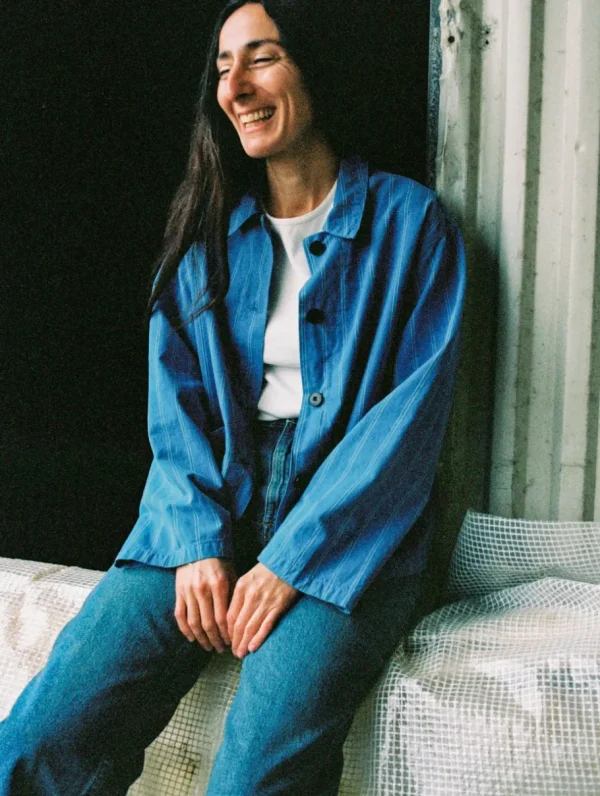Nudie Jeans Kicki Striped Workwear Jacket Blue/Offwhite^Dame Overtøj