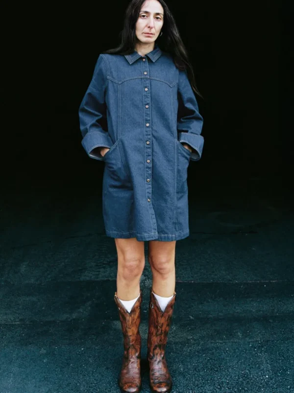 Nudie Jeans Maj Western Denim Dress Blue^Dame Kjoler Og Jumpsuits
