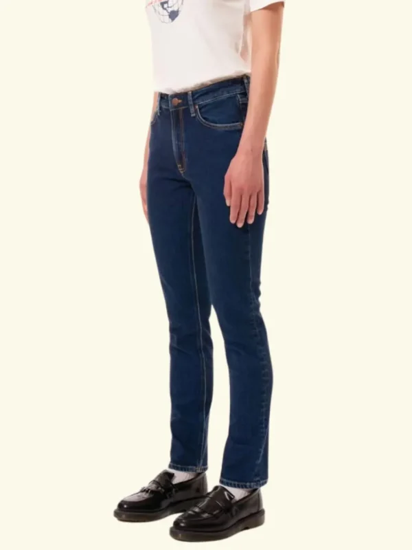 Nudie Jeans Mellow Mae Indigo Rain - Økologiske jeans^Dame Underdele