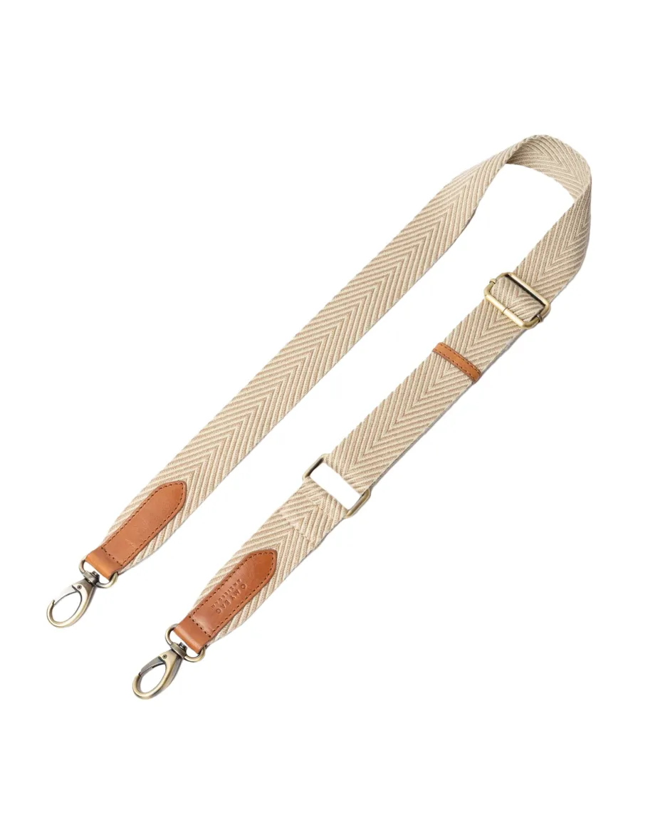 o_my_bag__herringbone_web_2-1.webp O My Bag - Herringbone Webbing Strap - Sand & Cognac^Dame Tasker Og Punge