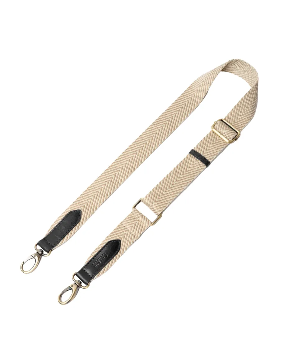 o_my_bag__herringbone_web_2-2.webp O My Bag - Herringbone Webbing Strap - Sand & Black^Dame Tasker Og Punge