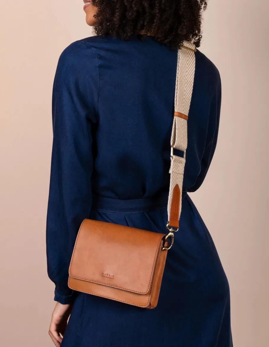 o_my_bag__herringbone_web_3-1.webp O My Bag - Herringbone Webbing Strap - Sand & Cognac^Dame Tasker Og Punge