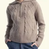 Rifo GIUDITTA Women's Recycled Wool Zip Sweater Sand Beige^Dame Overdele