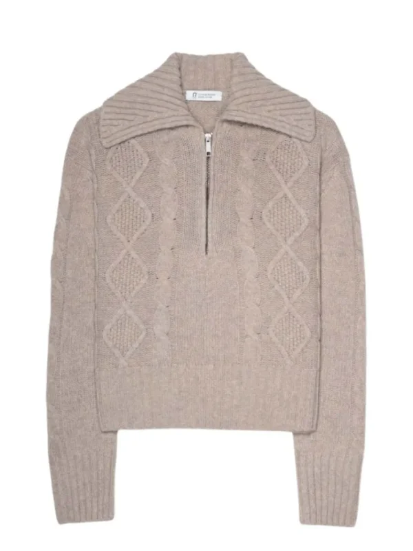 Rifo GIUDITTA Women's Recycled Wool Zip Sweater Sand Beige^Dame Overdele