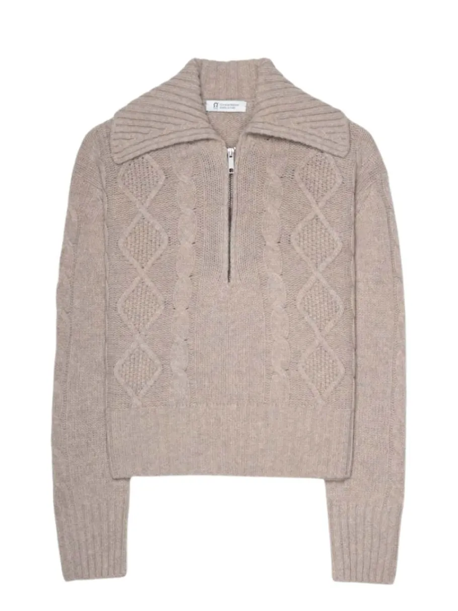 rifo_giuditta_womens_recy_1.webp Rifo GIUDITTA Women's Recycled Wool Zip Sweater Sand Beige^Dame Overdele