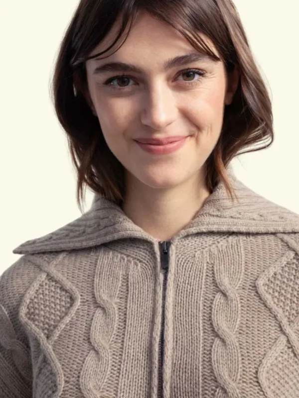 Rifo GIUDITTA Women's Recycled Wool Zip Sweater Sand Beige^Dame Overdele