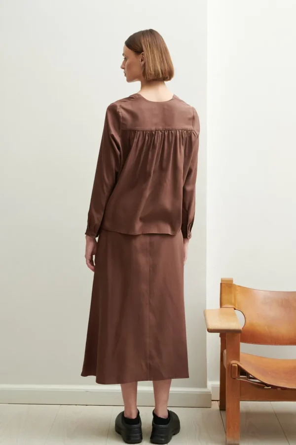 Schulz by Crowd Nina skirt Brown Tencel^Dame Underdele