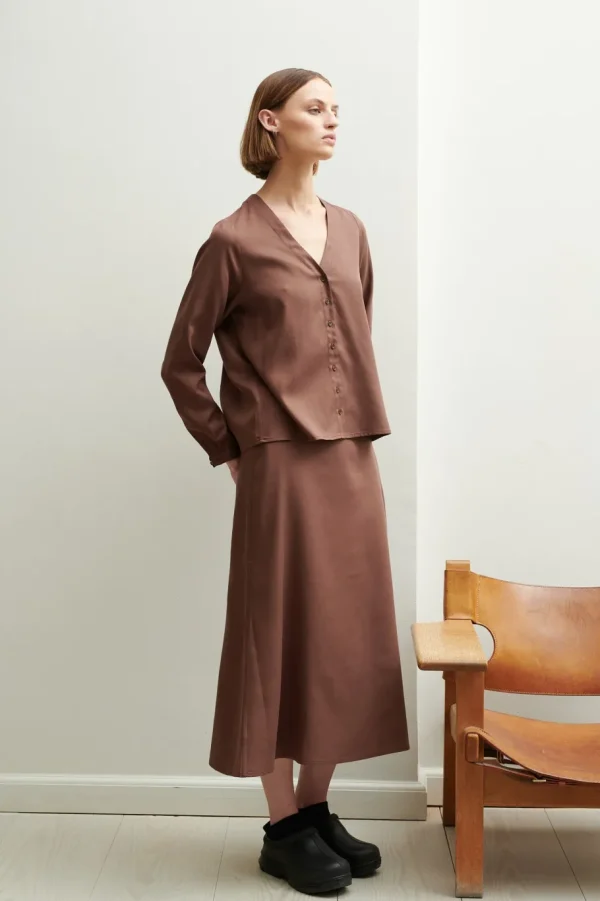 Schulz by Crowd Nina skirt Brown Tencel^Dame Underdele