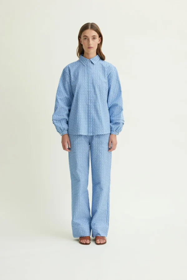 Schulz by Crowd Panne Organic Cotton Pants Delosca Blue/white^Dame Underdele