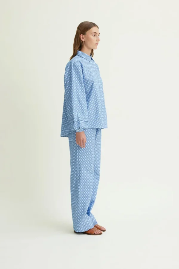 Schulz by Crowd Panne Organic Cotton Pants Delosca Blue/white^Dame Underdele