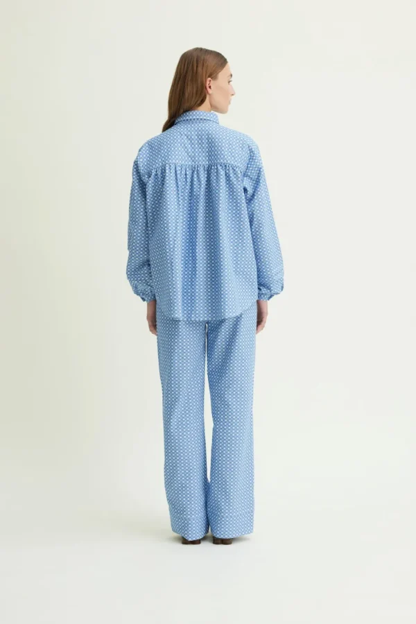Schulz by Crowd Panne Organic Cotton Pants Delosca Blue/white^Dame Underdele