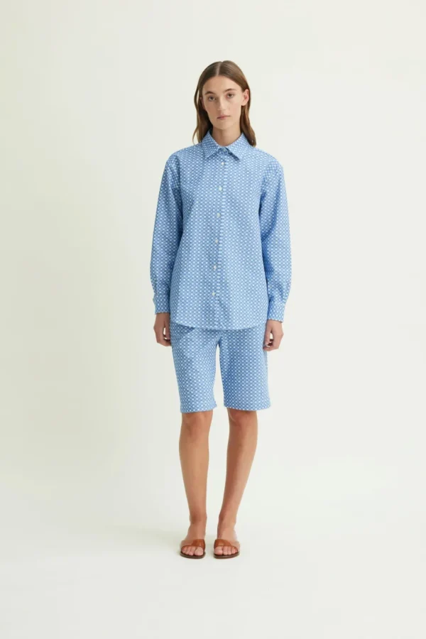 Schulz by Crowd Sanne oversize skjorte Blue/White^Dame Overdele