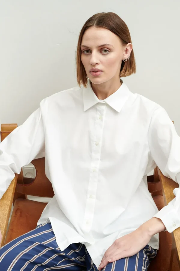Schulz by Crowd Sanne oversize organic cotton white^Dame Overdele