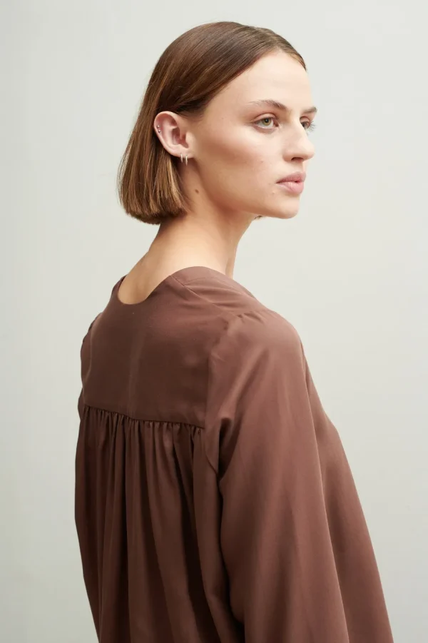 Schulz by Crowd Sessa shirt Brown Tencel^Dame Overdele