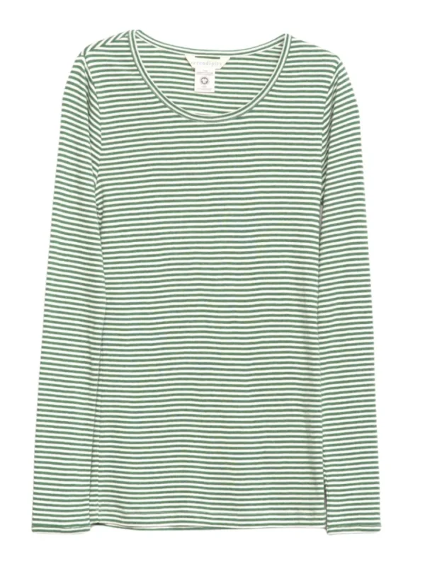 Serendipity Slim Tee Ivy/Offwhite-Melange Rib stripe^Dame Overdele