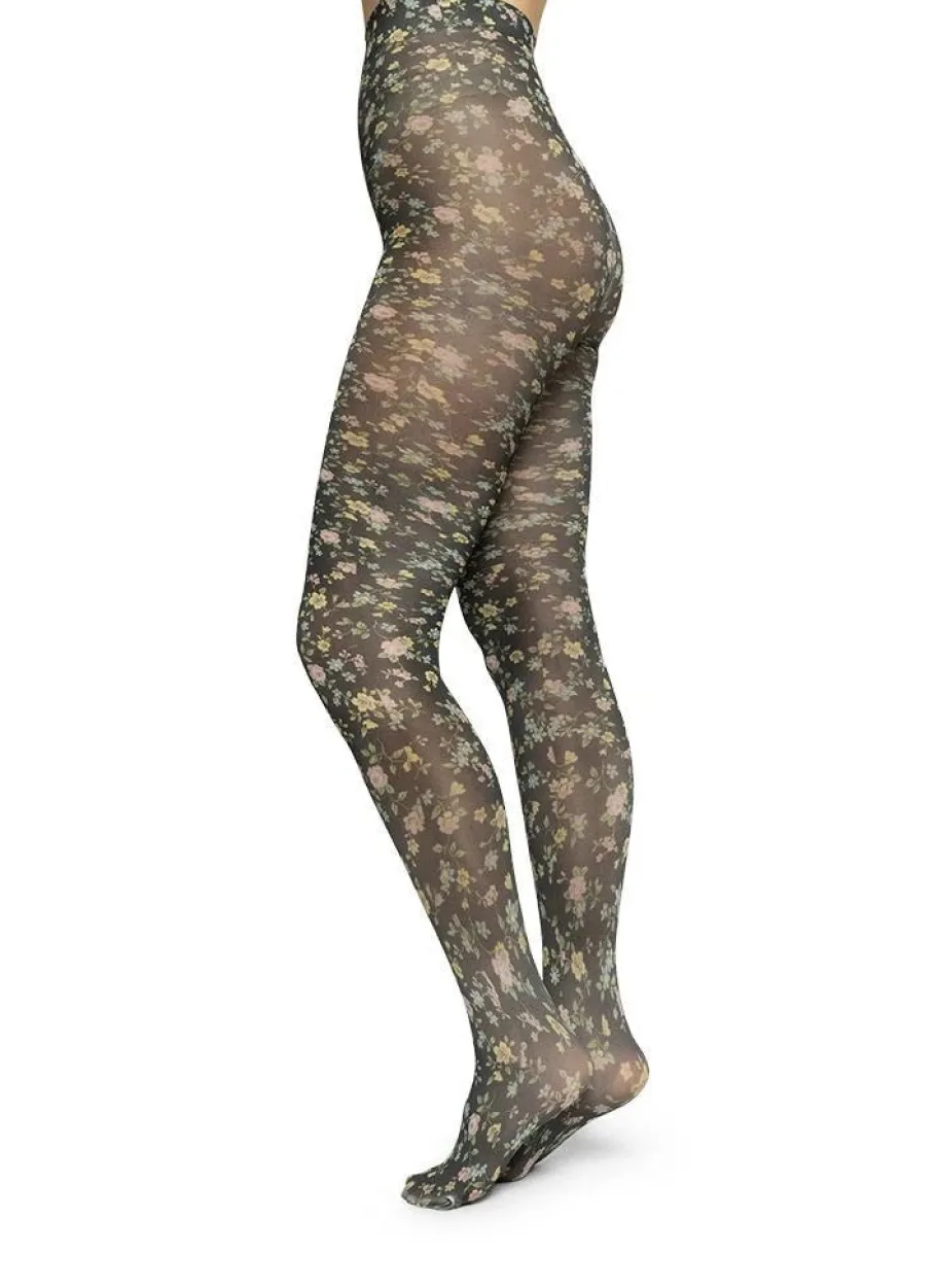 swedish_stockings__ada_fl_0.webp Swedish Stockings - Ada flower tights - Black/multi^Dame Sokker Og Strømpebukser