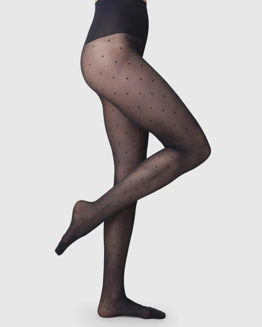 swedish_stockings__doris__0.webp Swedish Stockings - Doris dot tights - Black 40den^Dame Sokker Og Strømpebukser
