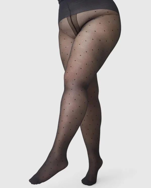 Swedish Stockings - Doris dot tights - Black 40den^Dame Sokker Og Strømpebukser