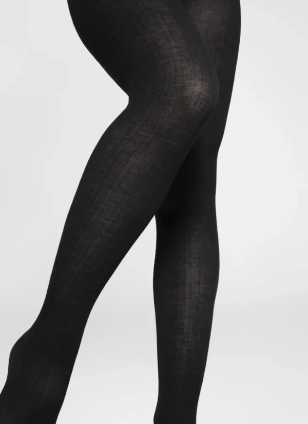 Swedish Stockings - Freja Organic Wool Tights - Black^Dame Sokker Og Strømpebukser