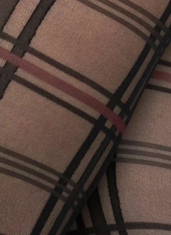 Swedish Stockings - Lotta check tights - Black/wine^Dame Sokker Og Strømpebukser