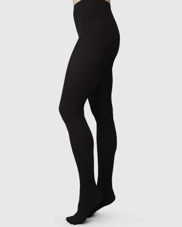 Swedish Stockings - Ylva Wool strømpebukser- Fishbone Black^Dame Sokker Og Strømpebukser