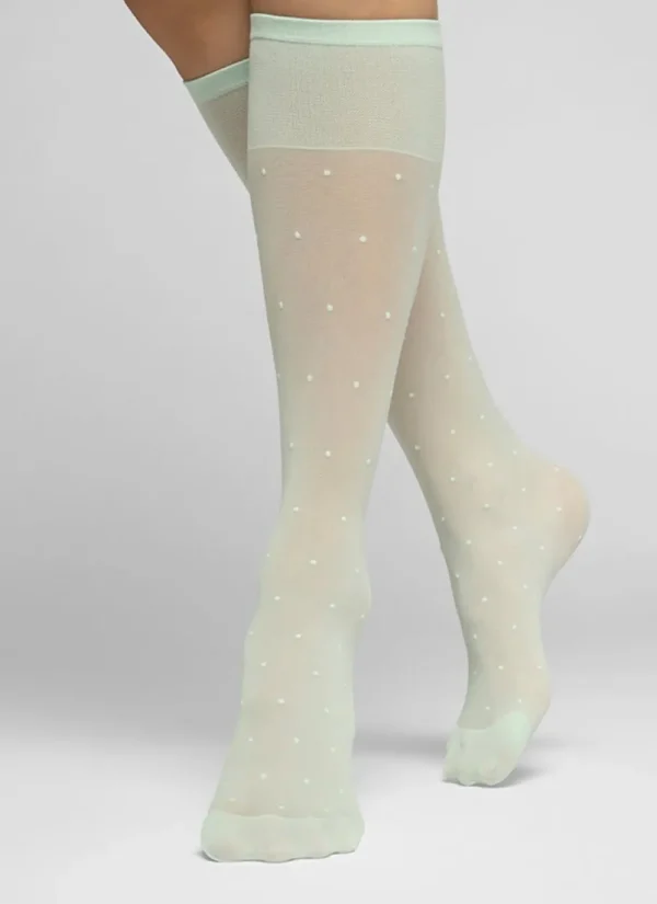 Swedish Stockings Doris Dots Knee-Highs Light Green^Dame Sokker Og Strømpebukser