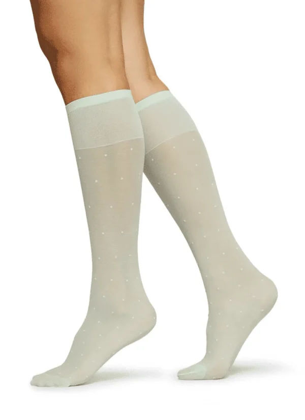 Swedish Stockings Doris Dots Knee-Highs Light Green^Dame Sokker Og Strømpebukser