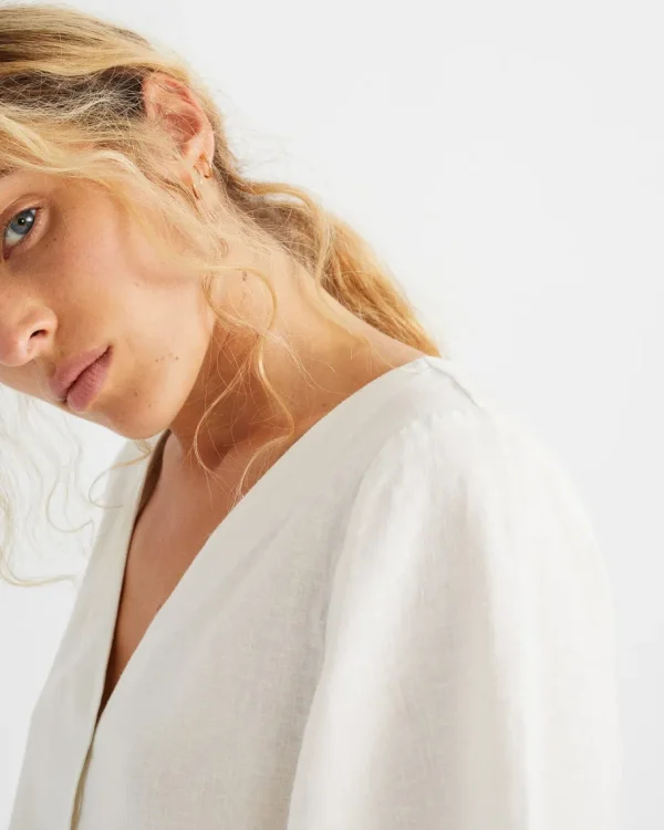 Thinking Mu White Hemp Libelula Blouse^Dame Overdele