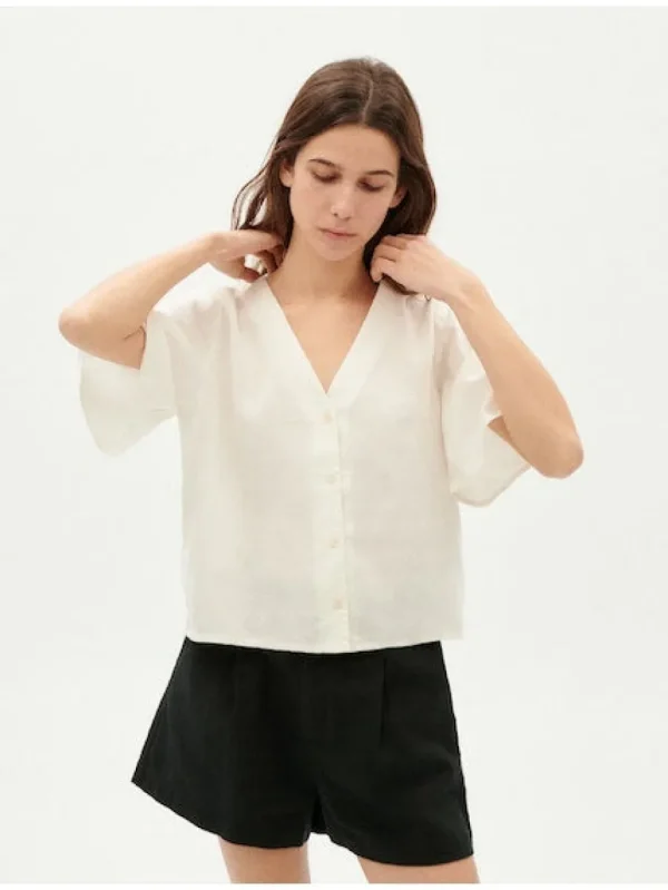 Thinking Mu White Hemp Libelula Blouse^Dame Overdele